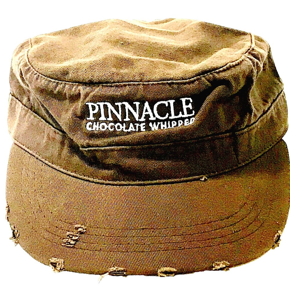 Cadet Military Cap Brown Pinnacle Vodka Chocolate Whipped Distress Cotton Unisex